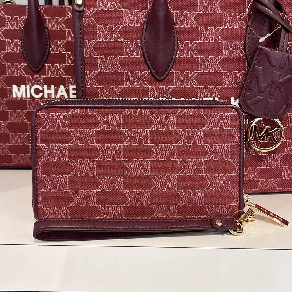 Michael Kors Jet Set Travel Large Phone Case Wristlet Wallet MK Mulberry Multi - Picture 9 of 16